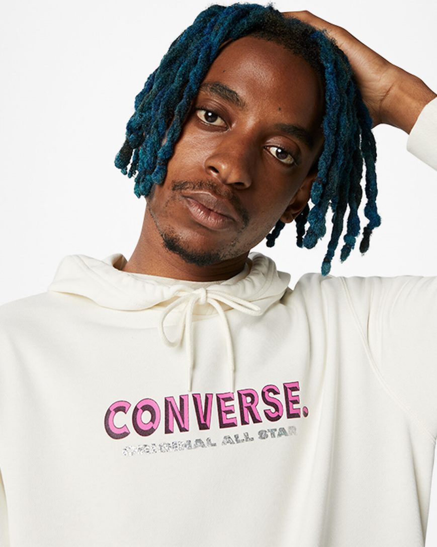 Pánské Mikiny S Kapucí Converse Bold Word Pullover Béžový | CZ AJHX08